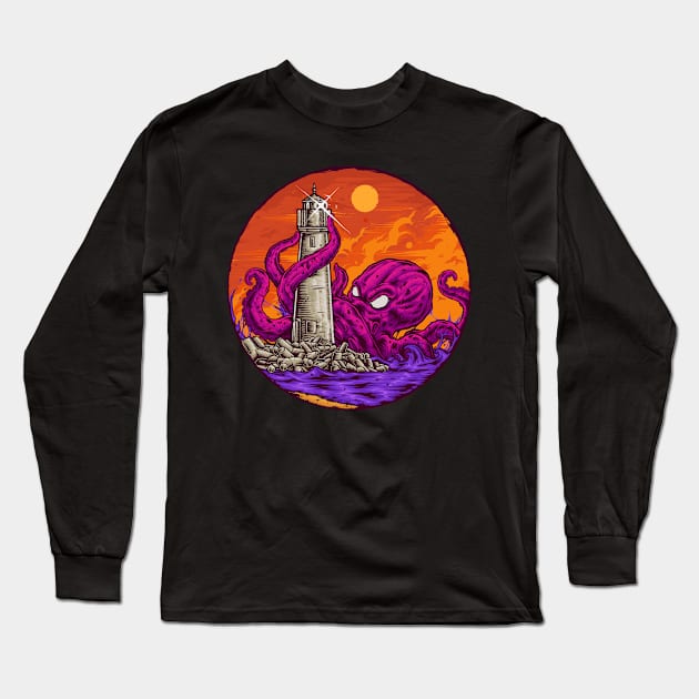 Kraken attack Long Sleeve T-Shirt by vhiente